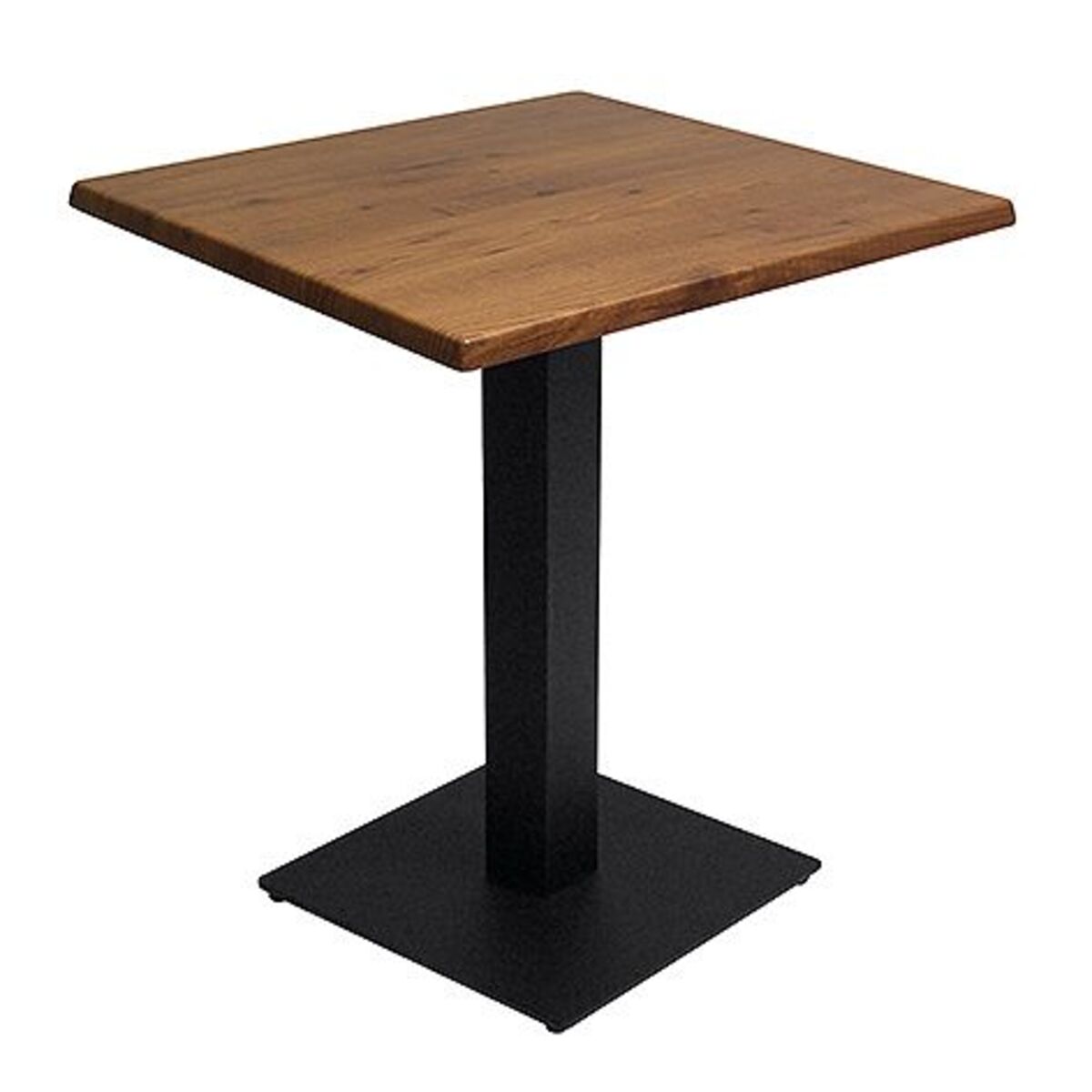 Table intérieure pied noir base carrée & plateau werzalit pin 60x60 cm