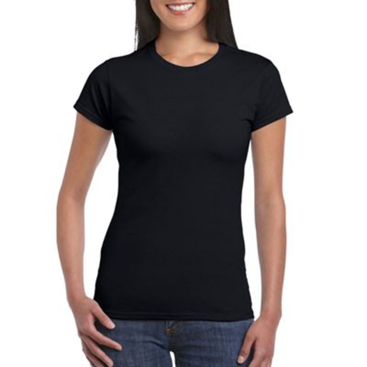 Tee-shirt femme col rond noir T.XL