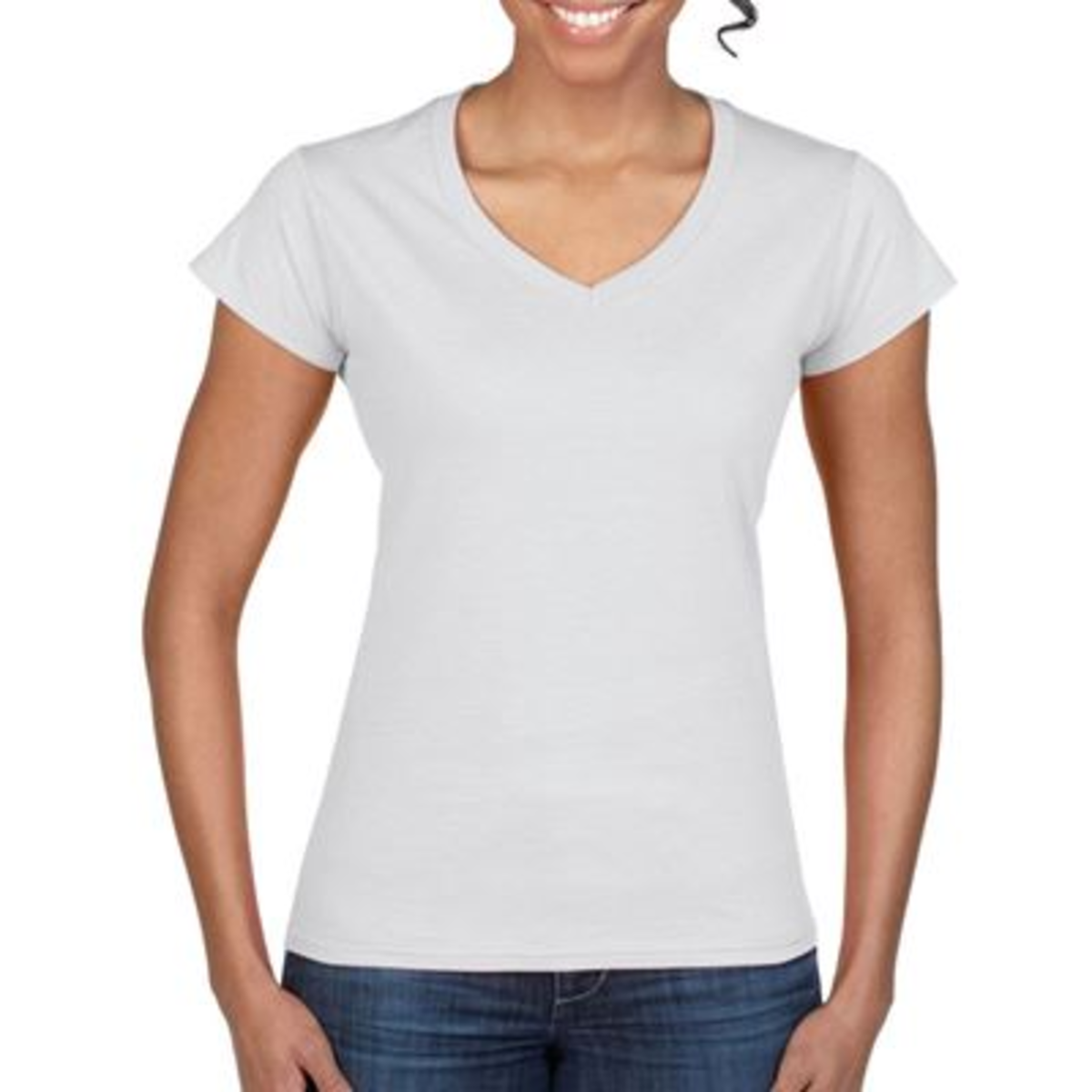 Tee-shirt femme col V blanc T.S