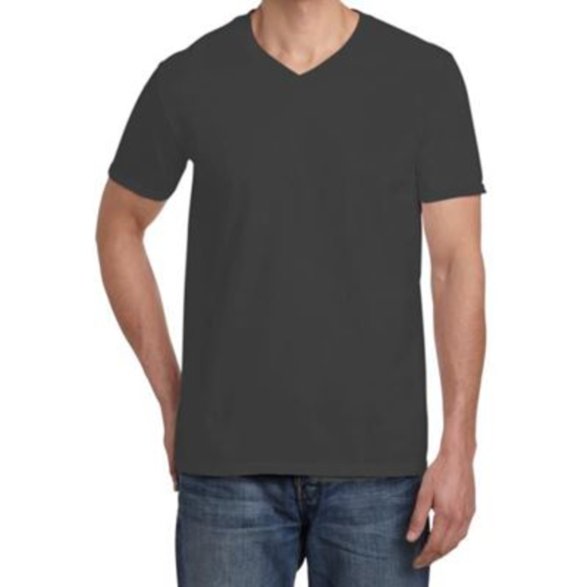 Tee-shirt manches courtes col V anthracite T.M