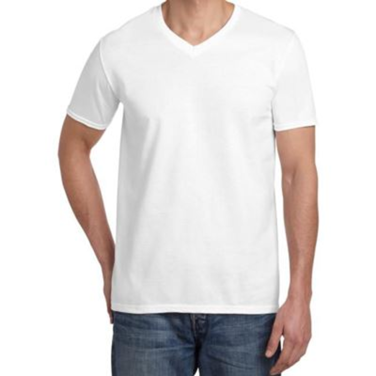 Tee-shirt manches courtes col V blanc T.L