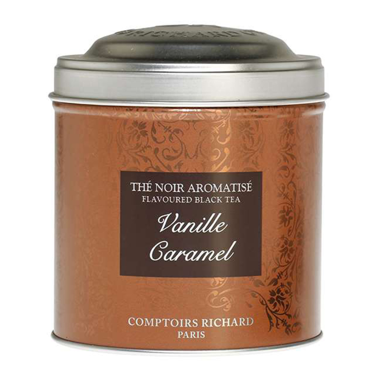 Thé noir aromatisé Vanille caramel boîte métal vrac 100g