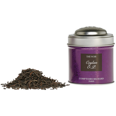 Thé noir Ceylan OP - Boîte de 25 g de thé vrac Comptoirs Richard