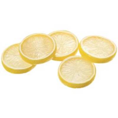 Tranches de citron de décoration, matériau plastique, Ø 4,5 cm, jaune