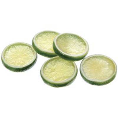 Tranches de citron vert de décoration, matériau plastique, Ø 4,5 cm, vert
