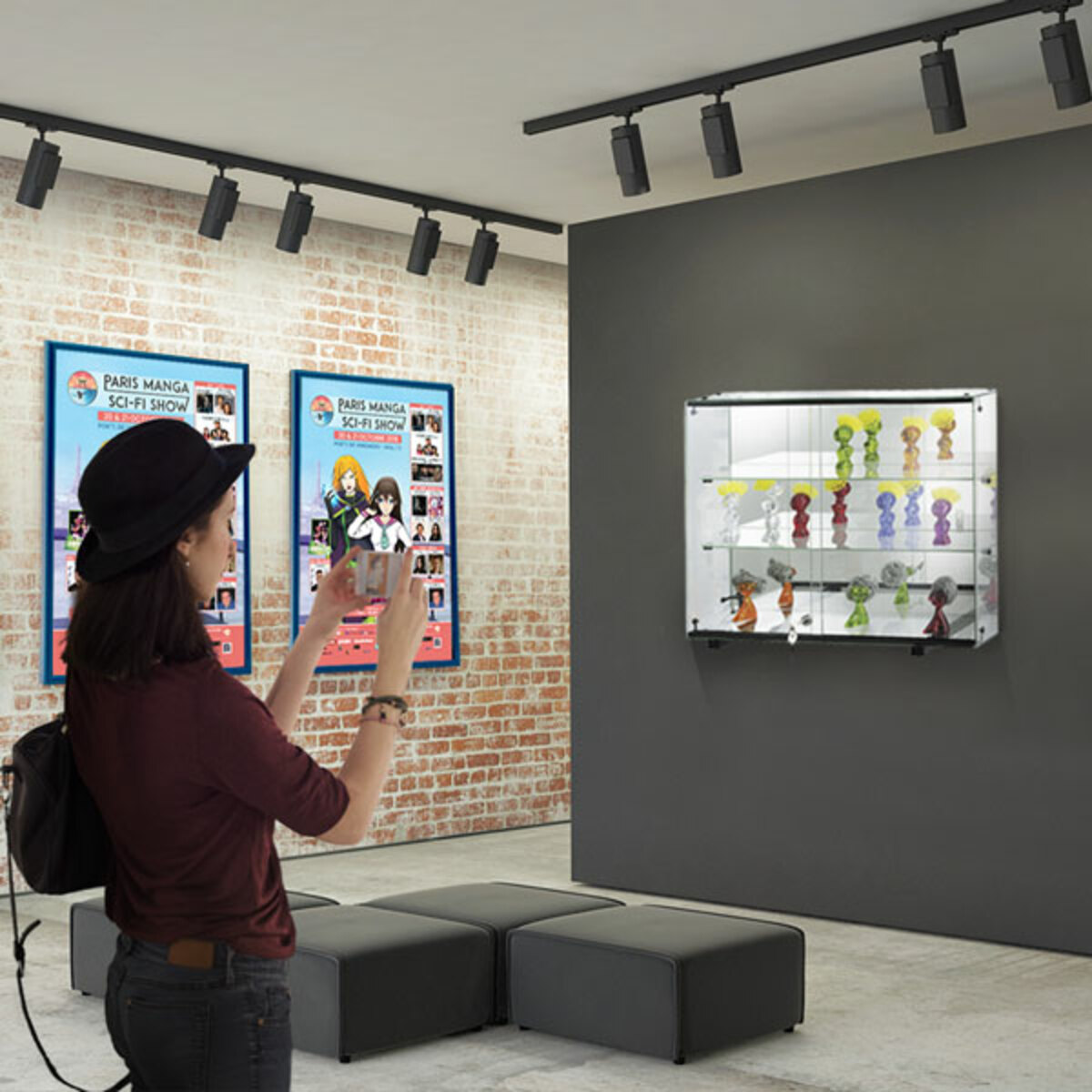 Vitrines d'exposition murales en verre trempé sécurit avec serrure - fond miroir - Pour la mise en valeur des objets exposés